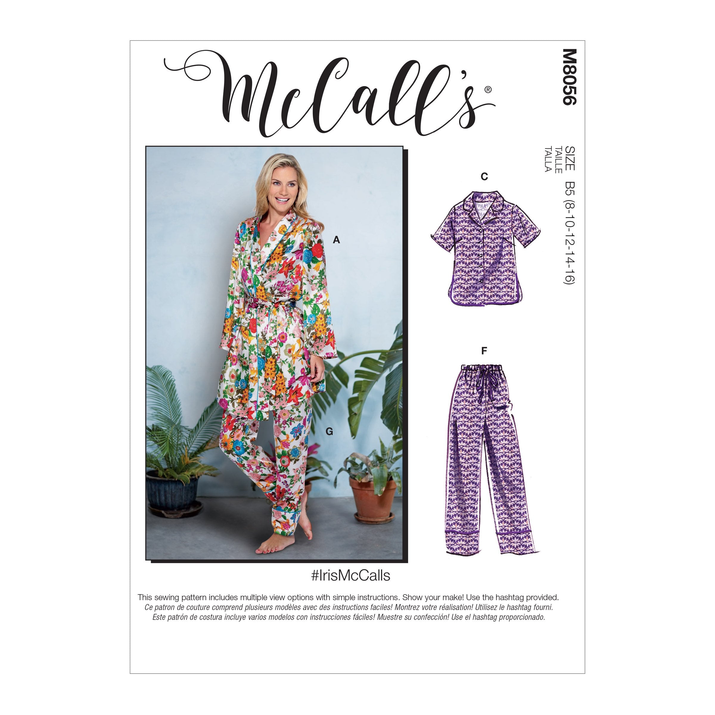 McCall's pattern 8056 Robe, Belt, Tops, Shorts and Pants from Jaycotts Sewing Supplies