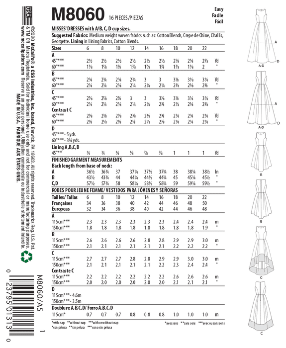 McCall's pattern 8060 Pleated-Skirt Dresses from Jaycotts Sewing Supplies