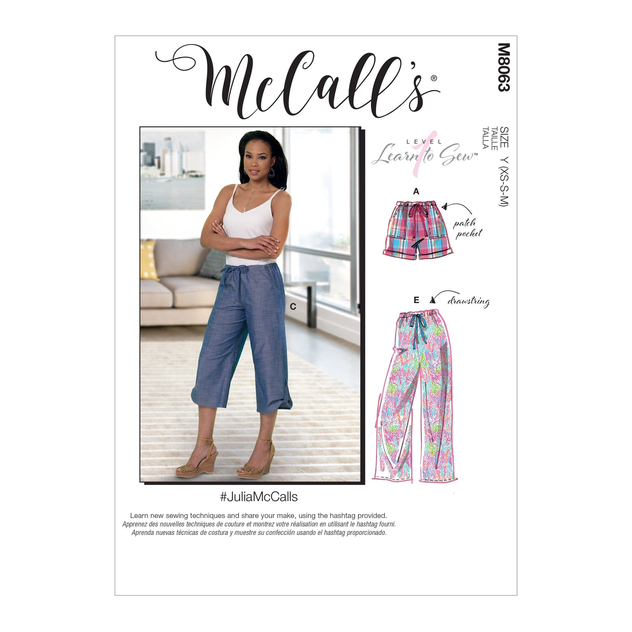 McCall's pattern 8063 Drawstring Shorts and Pants with Pockets from Jaycotts Sewing Supplies