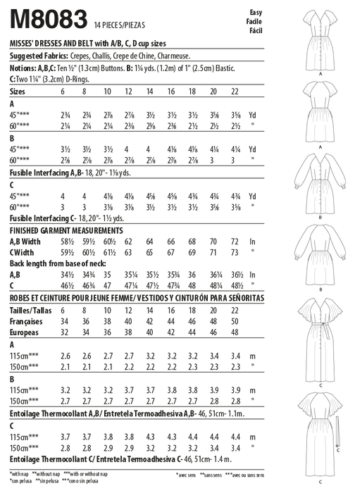 McCall's 8083 Dresses and Belt sewing pattern #GiaMcCalls from Jaycotts Sewing Supplies