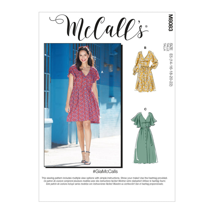 McCall's 8083 Dresses and Belt sewing pattern #GiaMcCalls from Jaycotts Sewing Supplies