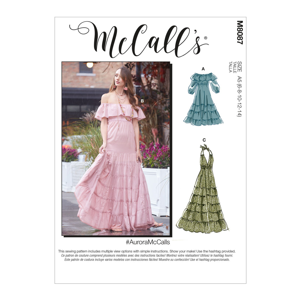 McCall's 8087 Dresses sewing pattern #AuroraMcCalls from Jaycotts Sewing Supplies