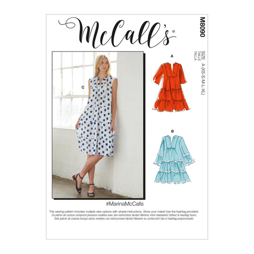 McCall's 8090 Dresses and Belt sewing pattern #MarinaMcCalls from Jaycotts Sewing Supplies