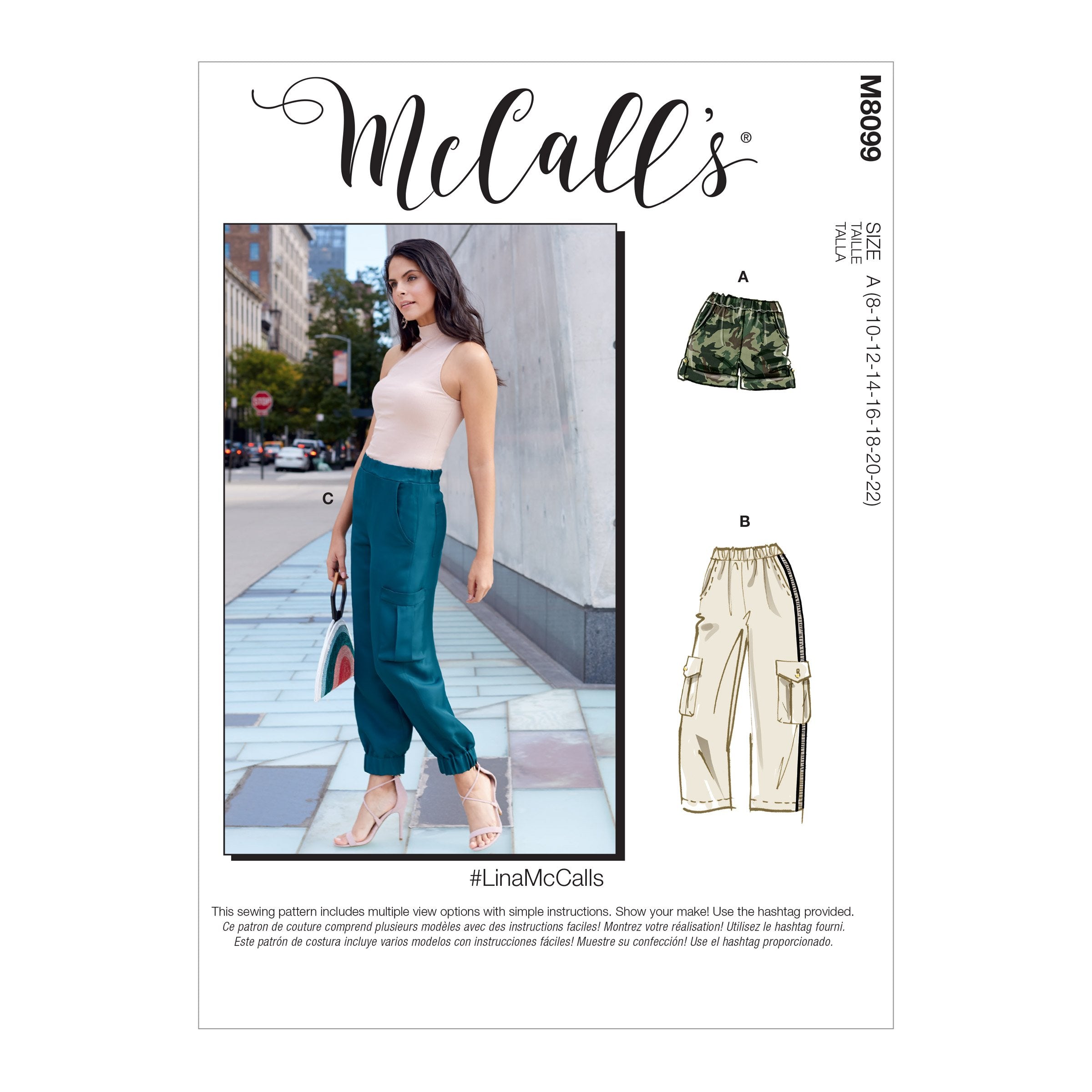 McCall's 8099 Shorts and Pants sewing pattern #LinaMcCalls from Jaycotts Sewing Supplies