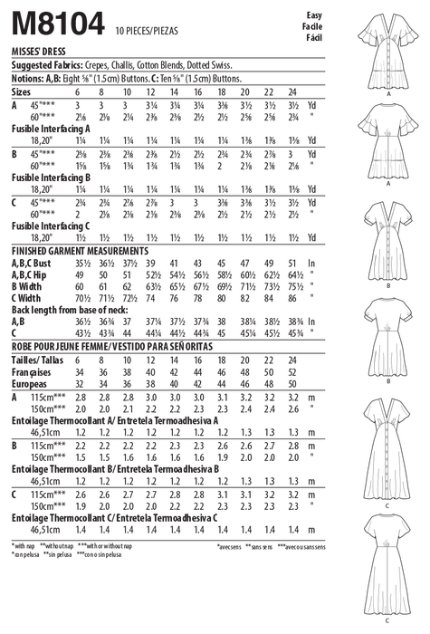 McCall's 8104 Dresses sewing pattern #DawnMcCalls from Jaycotts Sewing Supplies