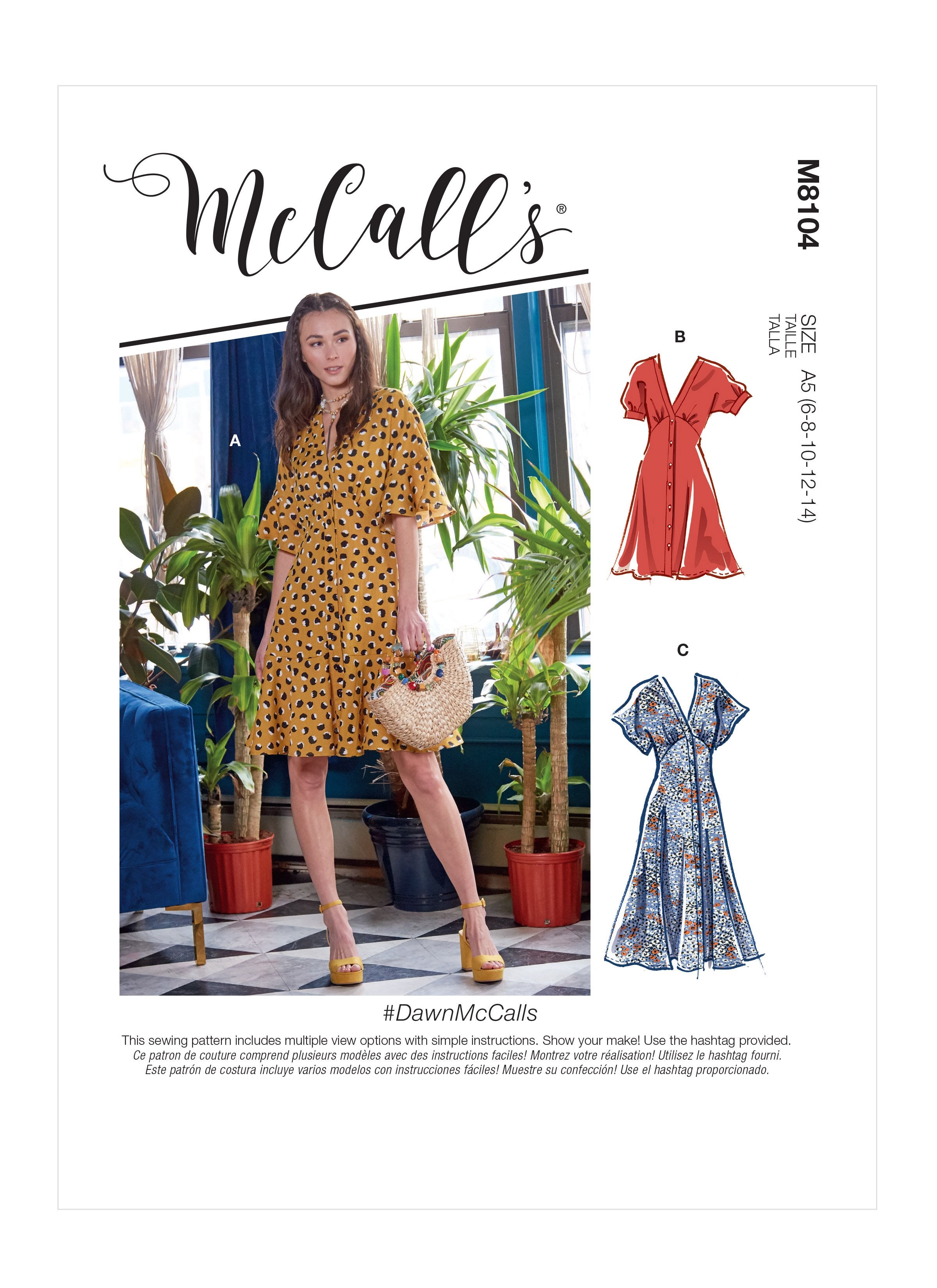 McCall's 8104 Dresses sewing pattern #DawnMcCalls from Jaycotts Sewing Supplies
