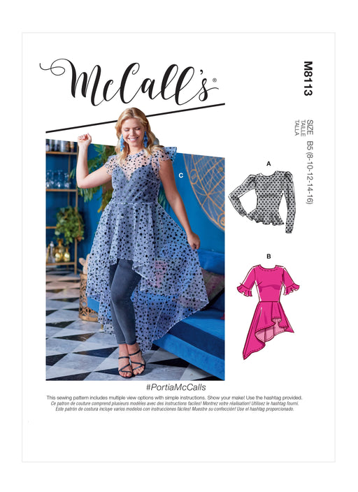 McCall's 8113 Misses' / Women's Tops pattern #PortiaMcCalls from Jaycotts Sewing Supplies