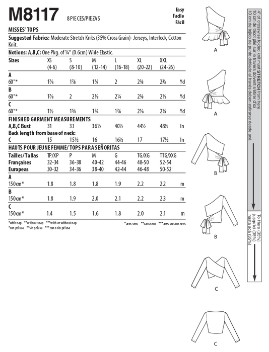 McCall's 8117 Tops sewing pattern #HeatherMcCalls from Jaycotts Sewing Supplies