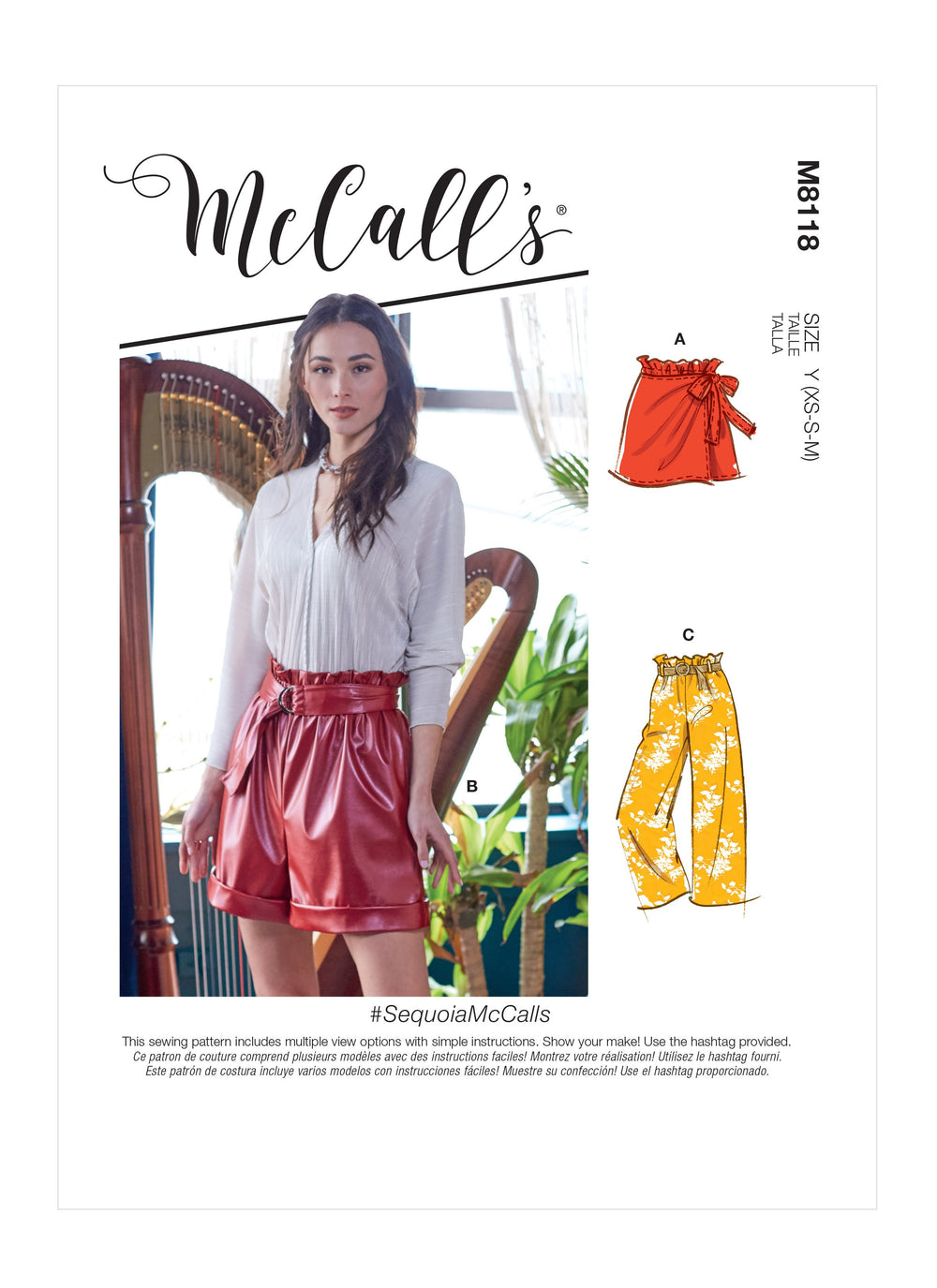 McCall's 8118 Shorts, Pants and Belt sewing pattern #SequoiaMcCalls from Jaycotts Sewing Supplies