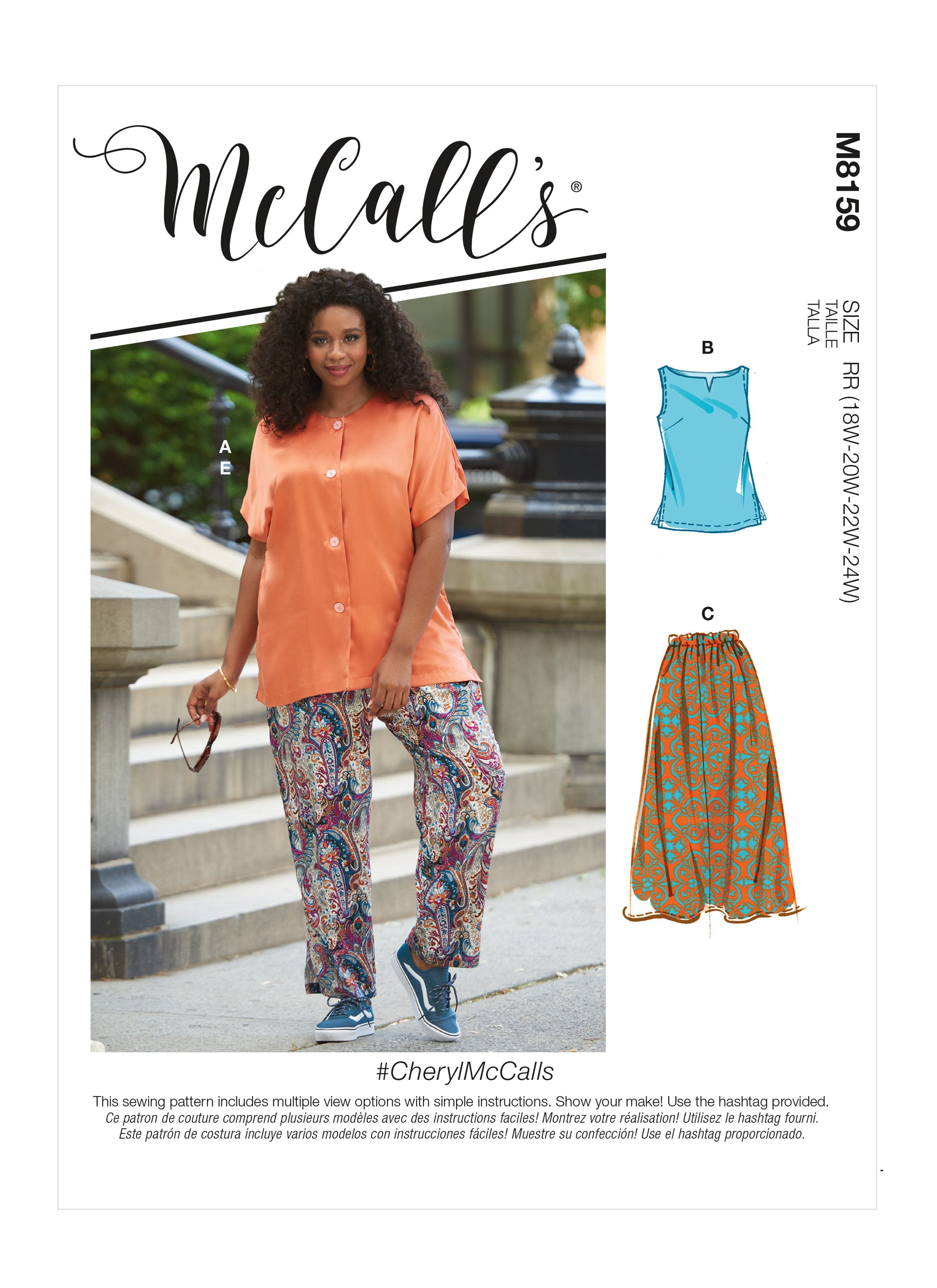 McCall's 8159 Side Slit Shirt, Top, Skirt and Pants pattern from Jaycotts Sewing Supplies