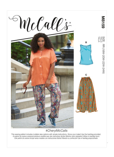 McCall's 8159 Side Slit Shirt, Top, Skirt and Pants pattern from Jaycotts Sewing Supplies