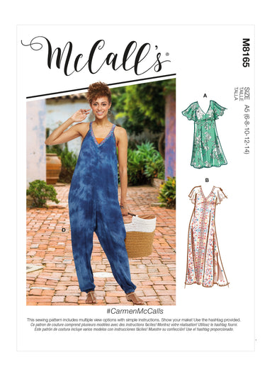 McCall's 8165 V-neck Dresses and Jumpsuit Pattern from Jaycotts Sewing Supplies