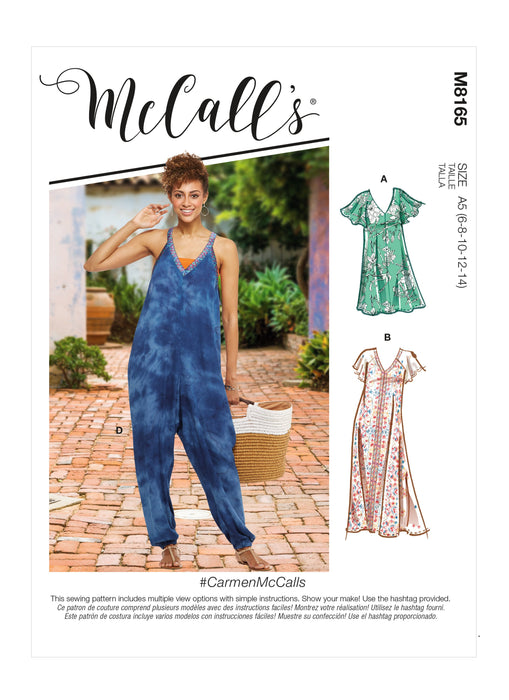 McCall's 8165 V-neck Dresses and Jumpsuit Pattern from Jaycotts Sewing Supplies