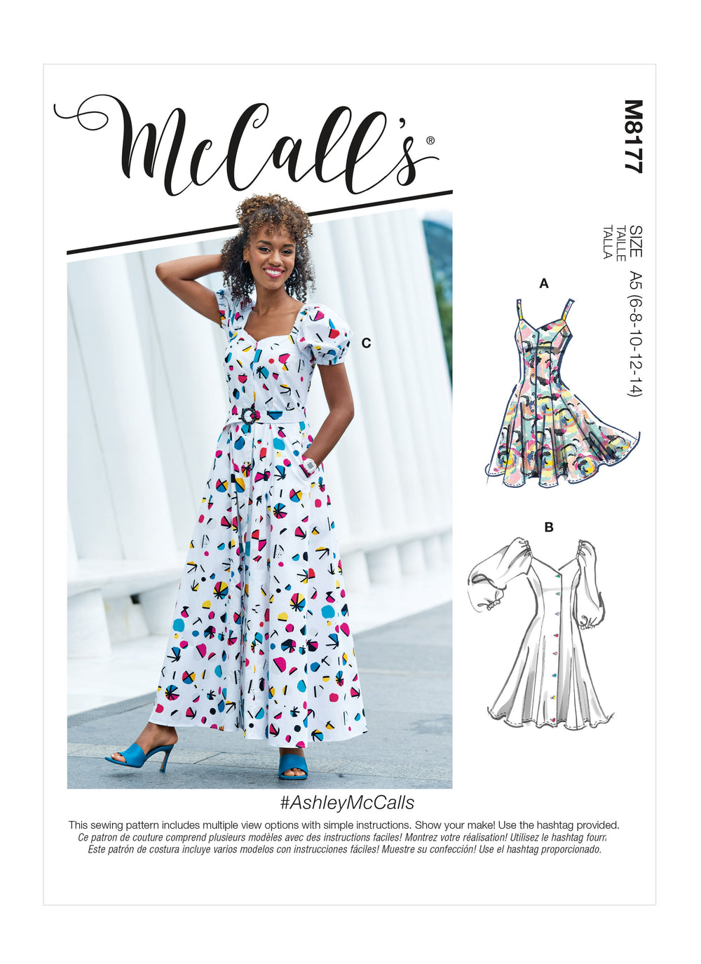 M8177 #Ashley McCalls Sewing Pattern, Misses' Dresses and Belt