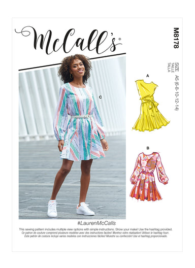 McCall Patterns Banded, Gathered-Waist Dresses Sewing Pattern