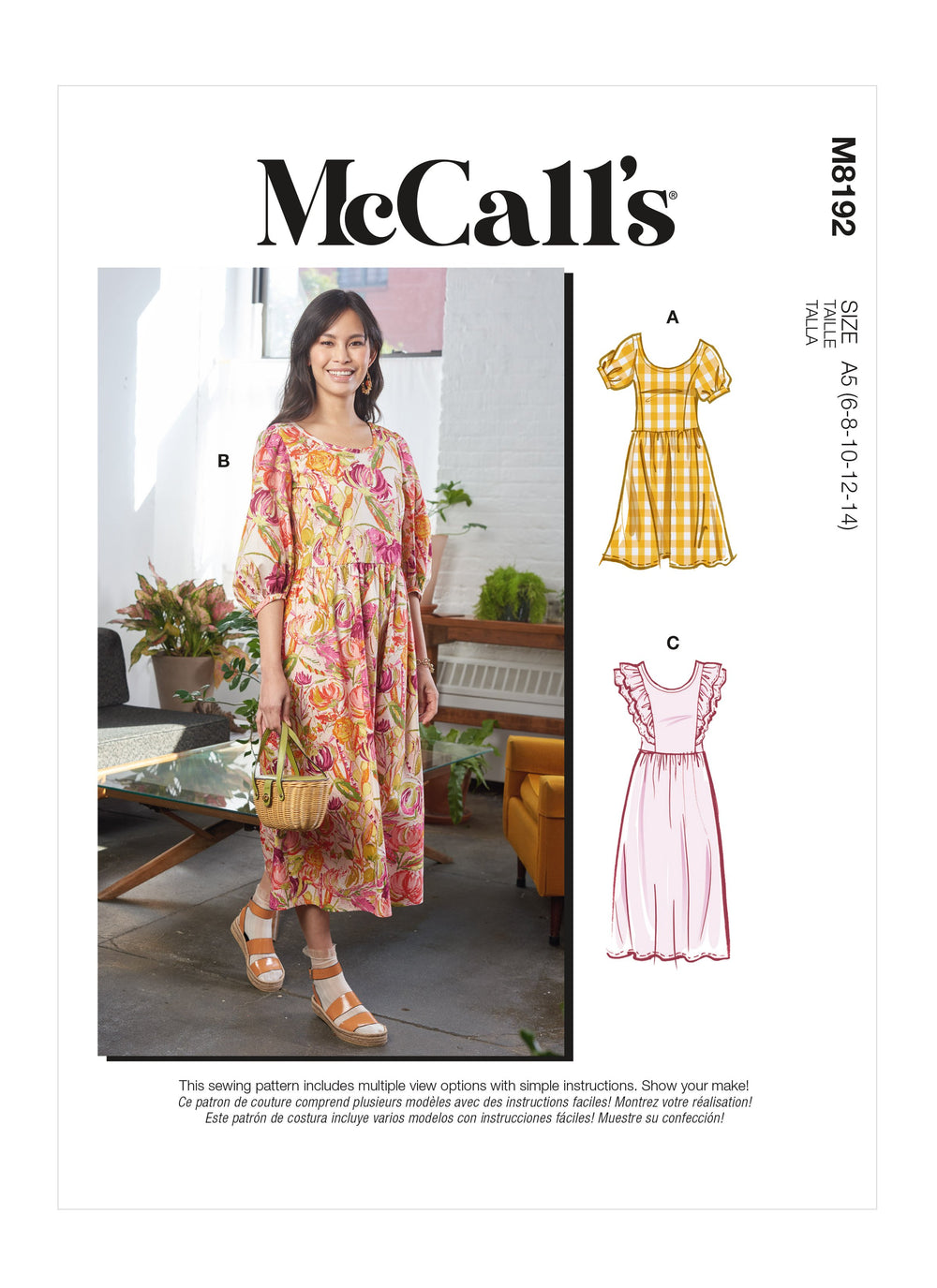 McCall's 8192 Misses' Dresses sewing pattern from Jaycotts Sewing Supplies