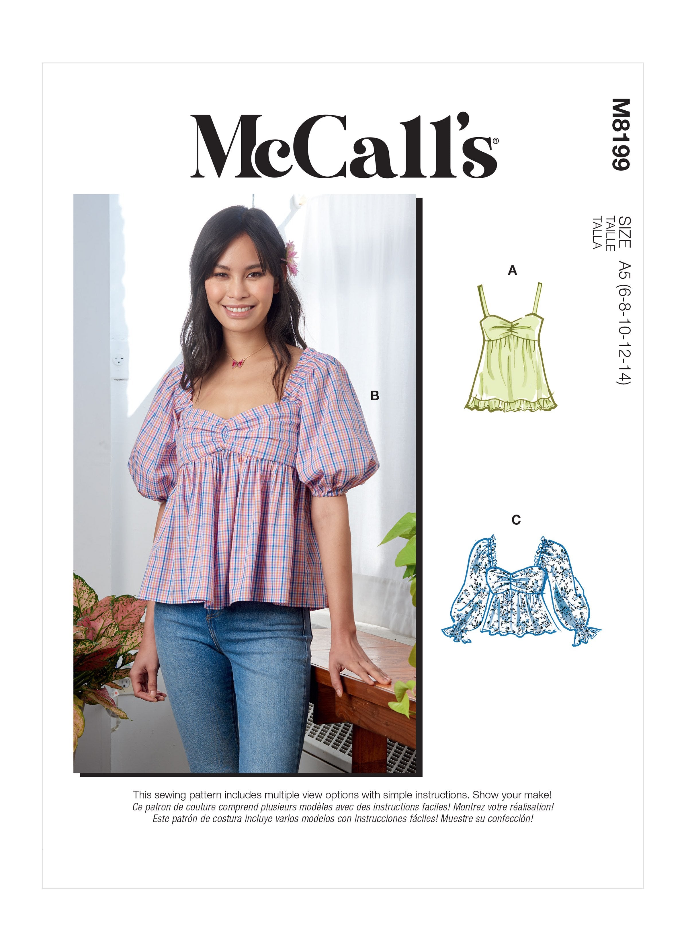 McCall's 8199 Misses' Tops sewing pattern from Jaycotts Sewing Supplies