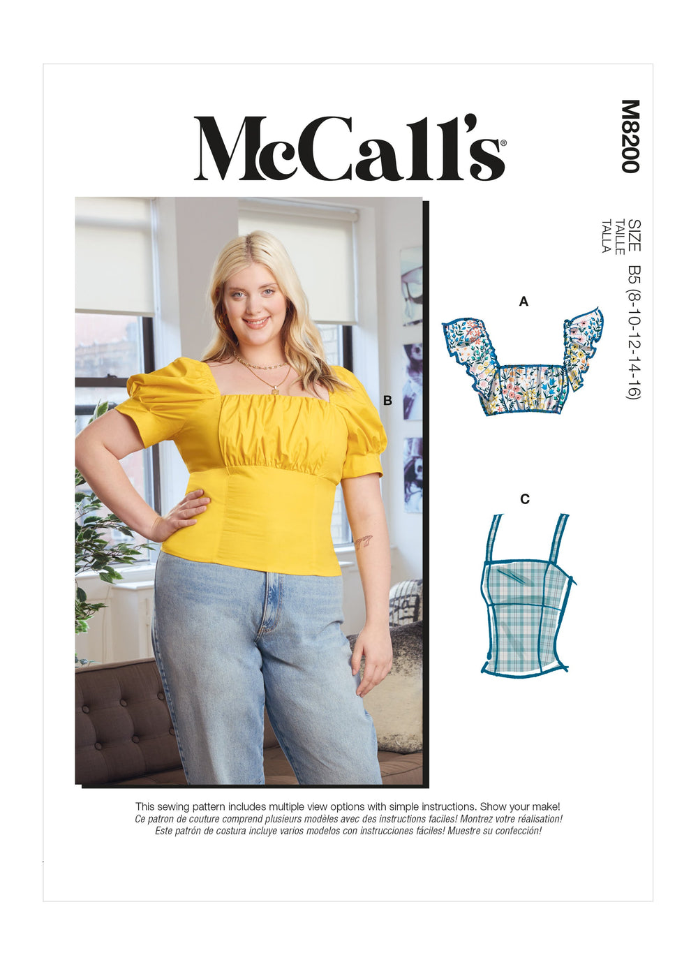 McCall's 8200 Misses' and Women's Tops sewing pattern from Jaycotts Sewing Supplies