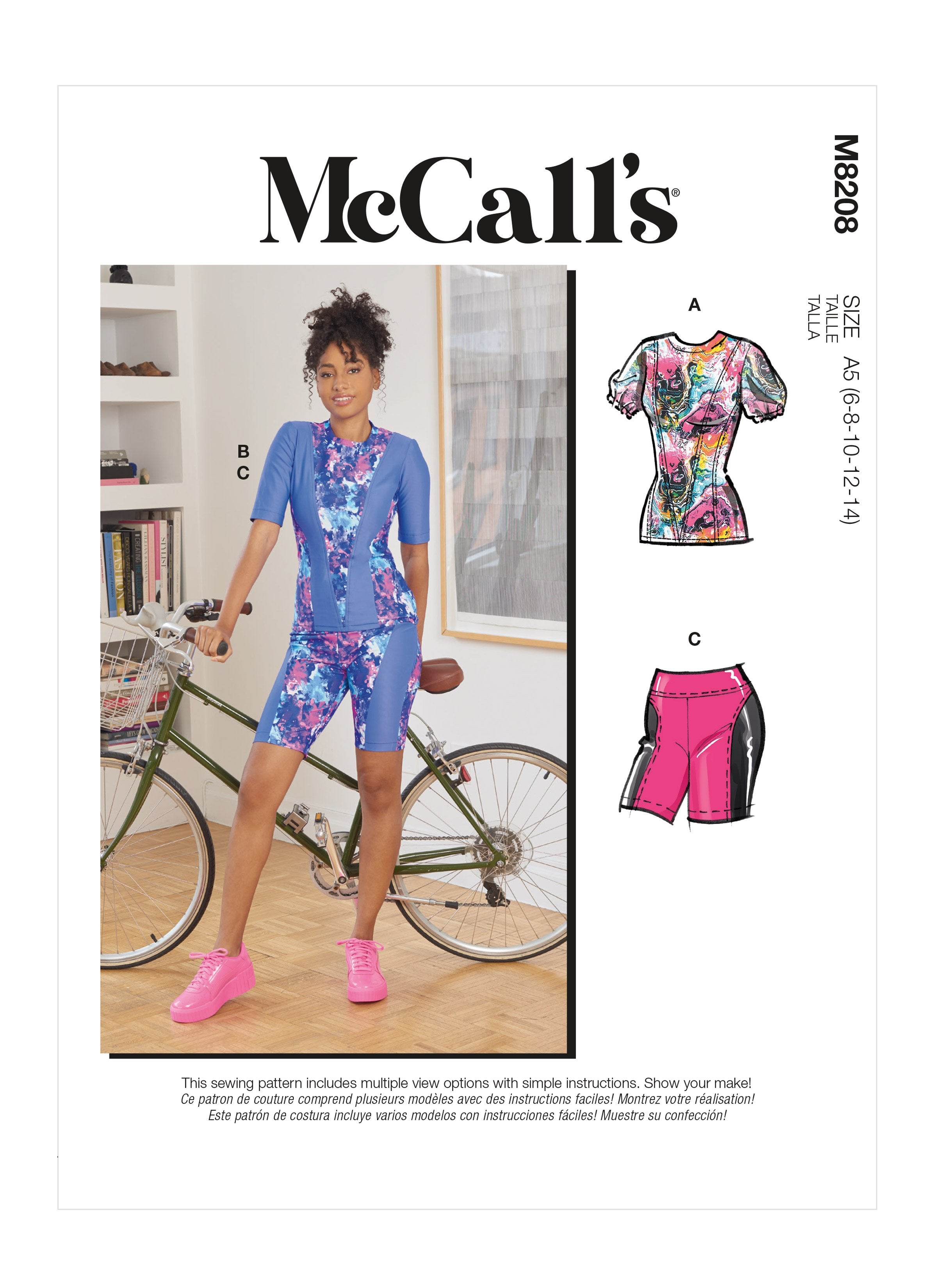 McCall's 8208 Misses' Bike Tops and Shorts sewing pattern from Jaycotts Sewing Supplies