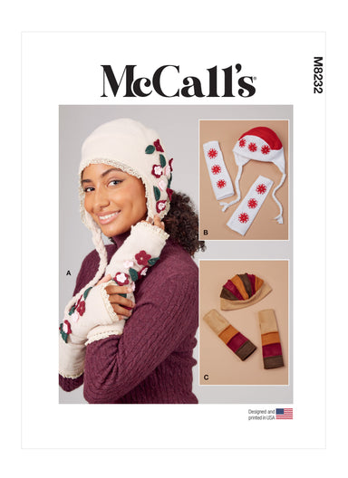 McCall's sewing pattern 8232 Misses' Knit Hats and Fingerless Gloves from Jaycotts Sewing Supplies