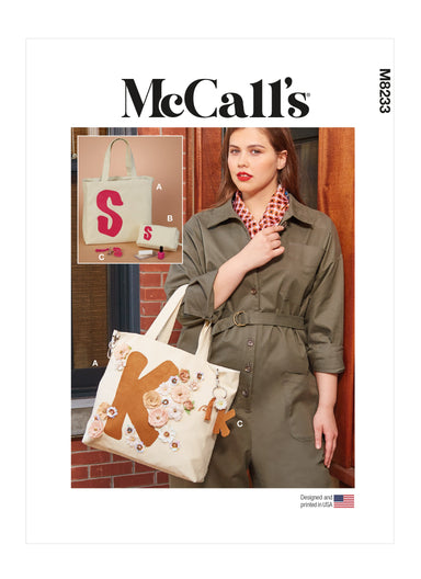 McCall's sewing pattern 8233 Tote, Zipper Case and Key Ring from Jaycotts Sewing Supplies