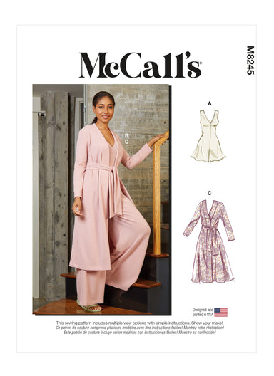 McCall's sewing pattern 8245 Misses' Romper, Jumpsuit, Robe and Sash from Jaycotts Sewing Supplies