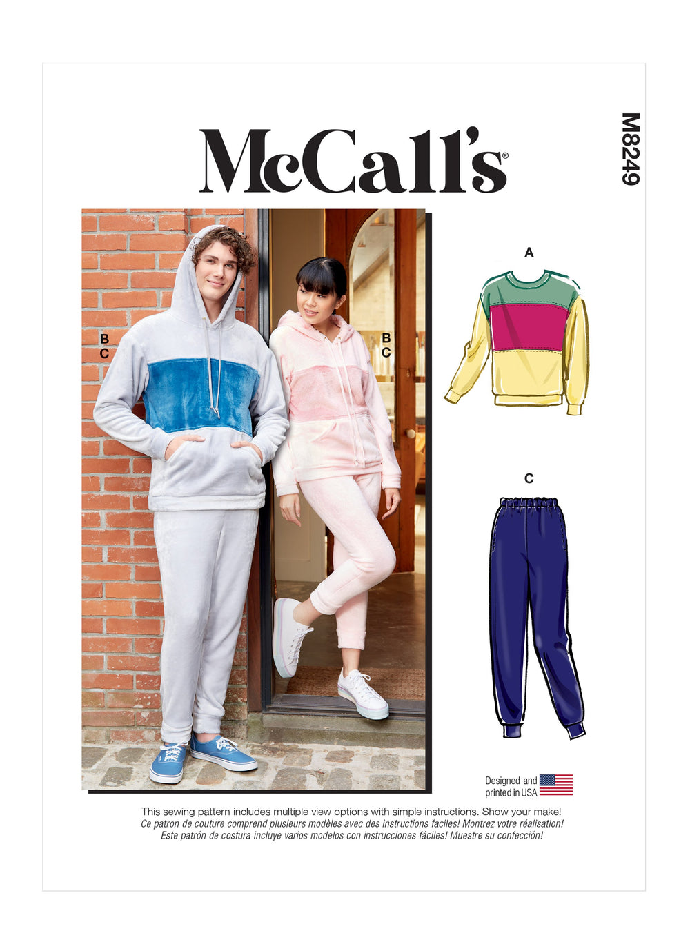 McCall's sewing pattern 8249 Unisex Tops and Pants from Jaycotts Sewing Supplies