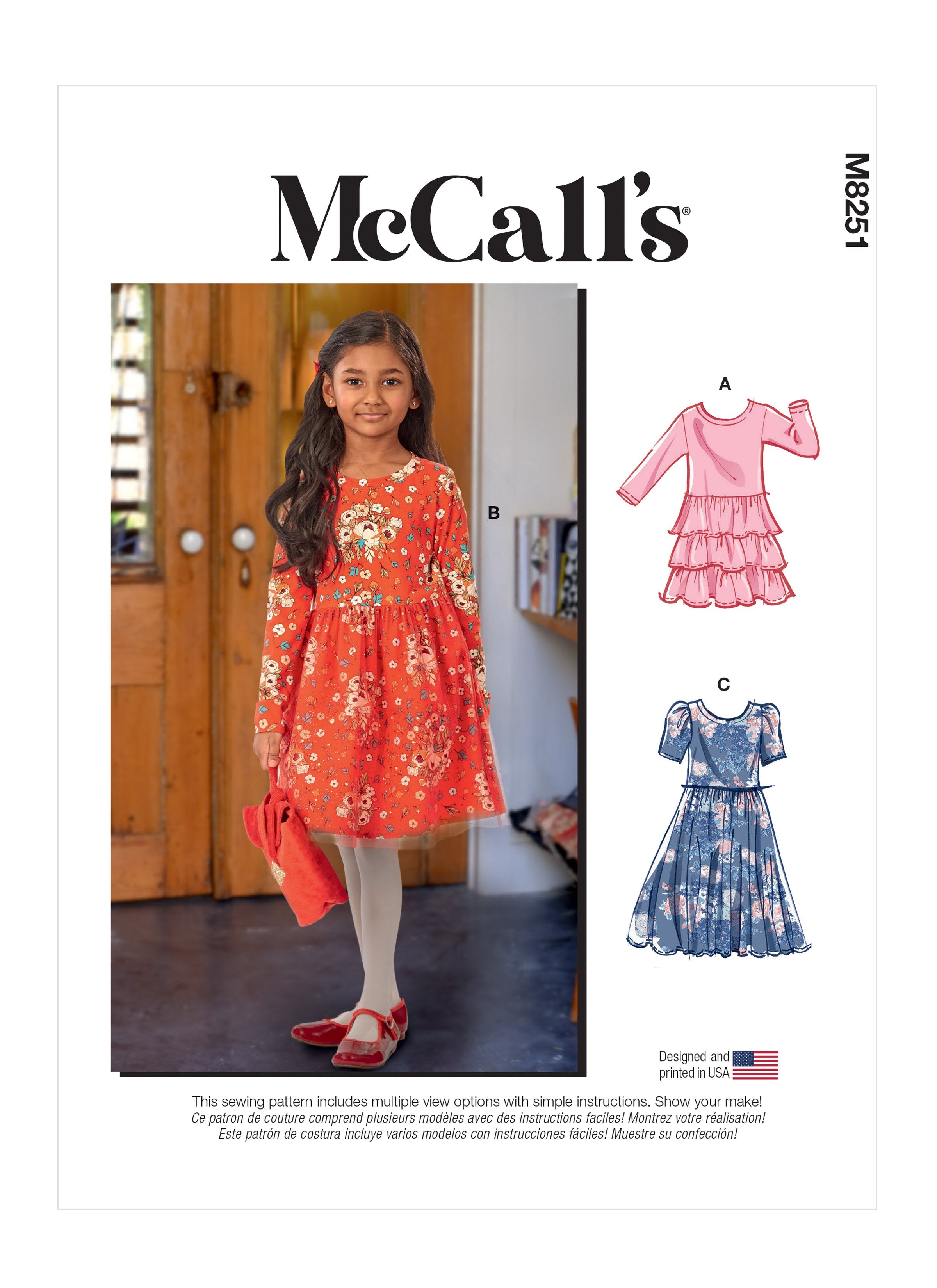 McCall's sewing pattern 8251 Girls' Dresses from Jaycotts Sewing Supplies