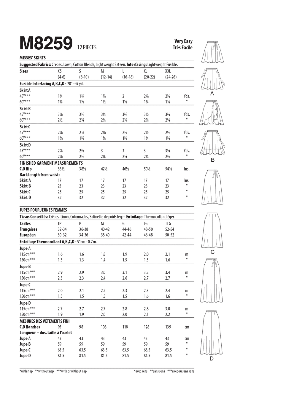 McCall's M8259 Y Sewing Pattern Misses' Skirts — jaycotts.co.uk ...