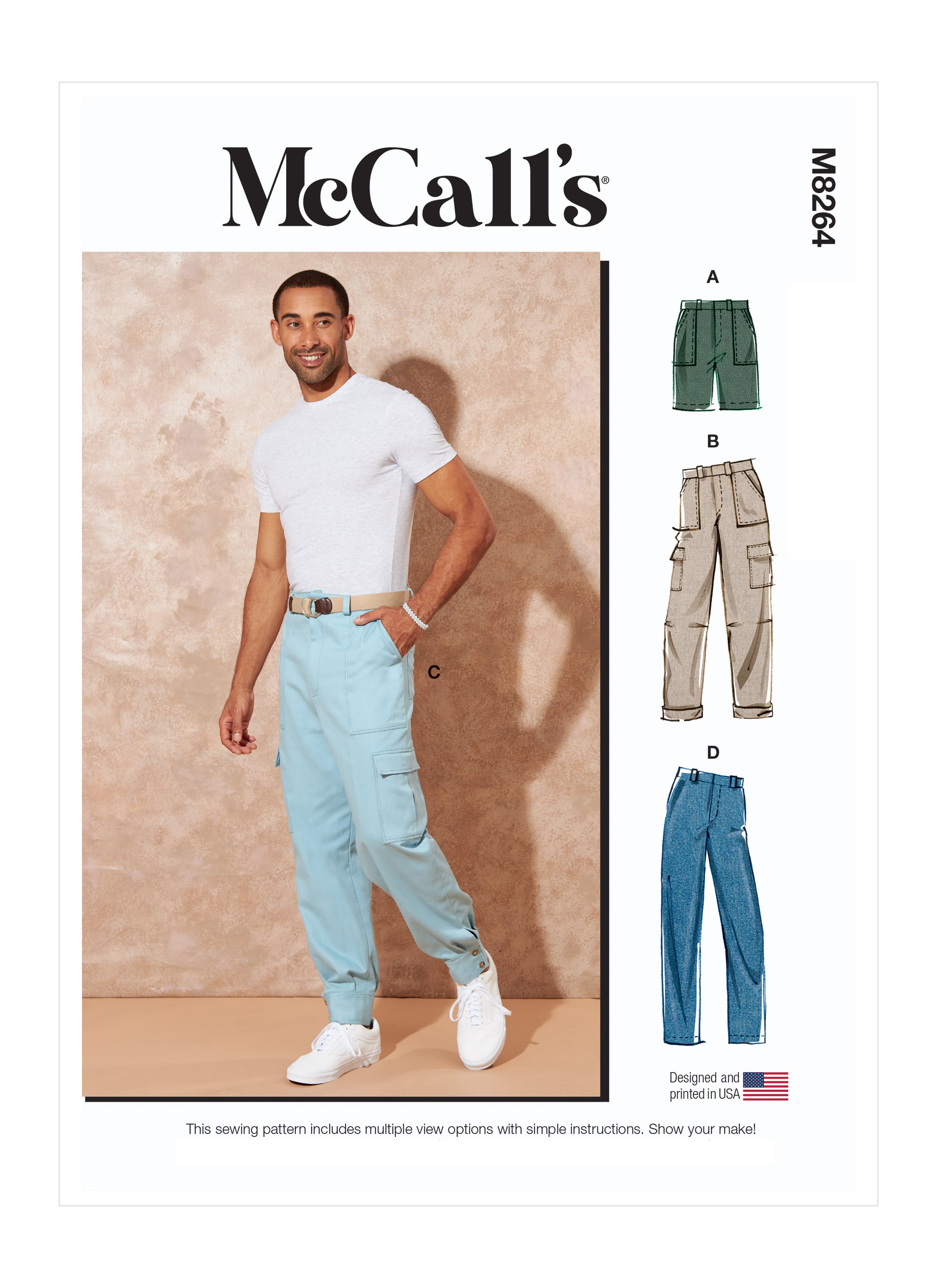 McCall's Sewing Pattern 8264 Men's Shorts and Trousers from Jaycotts Sewing Supplies