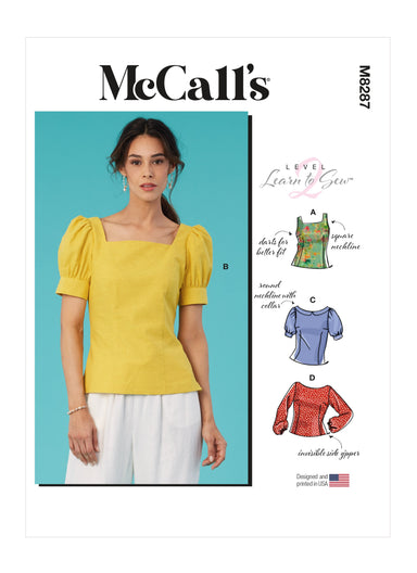 McCalls 8287 Misses' Tops sewing pattern from Jaycotts Sewing Supplies
