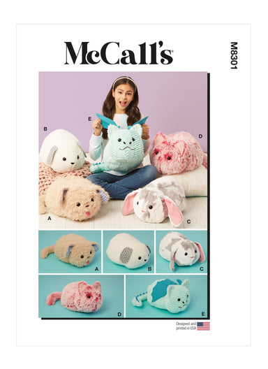 McCalls 8301 Plushie Pets sewing pattern from Jaycotts Sewing Supplies