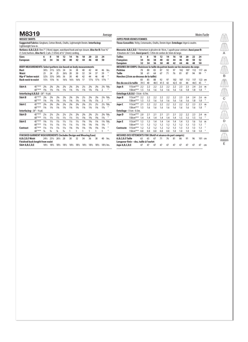 McCall's 8319 sewing pattern 80's Skirts from Jaycotts Sewing Supplies