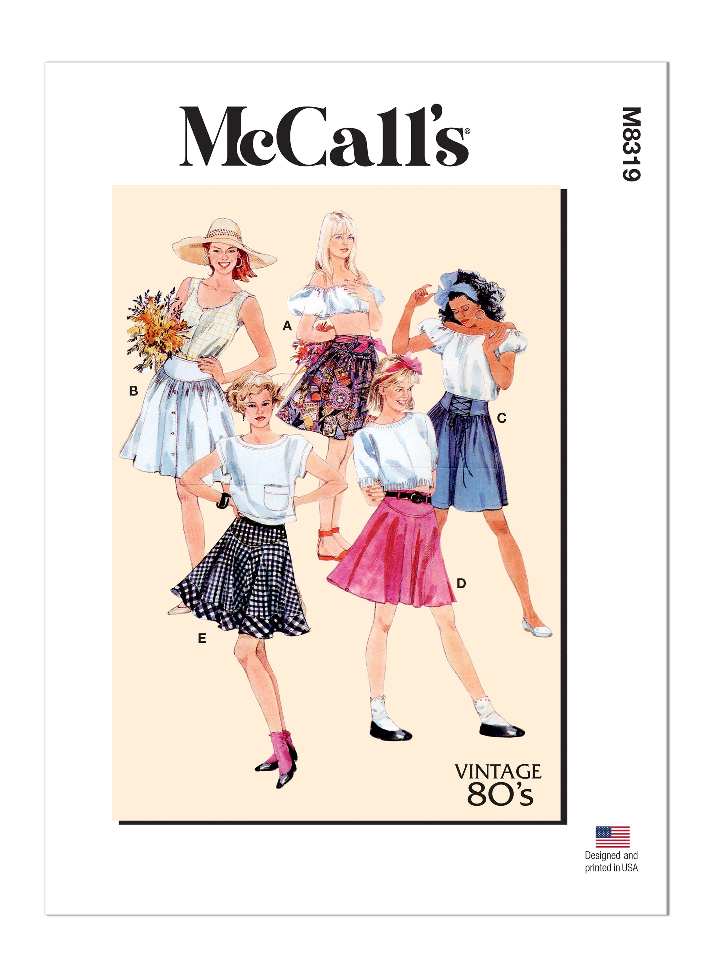 McCall's 8319 sewing pattern 80's Skirts from Jaycotts Sewing Supplies