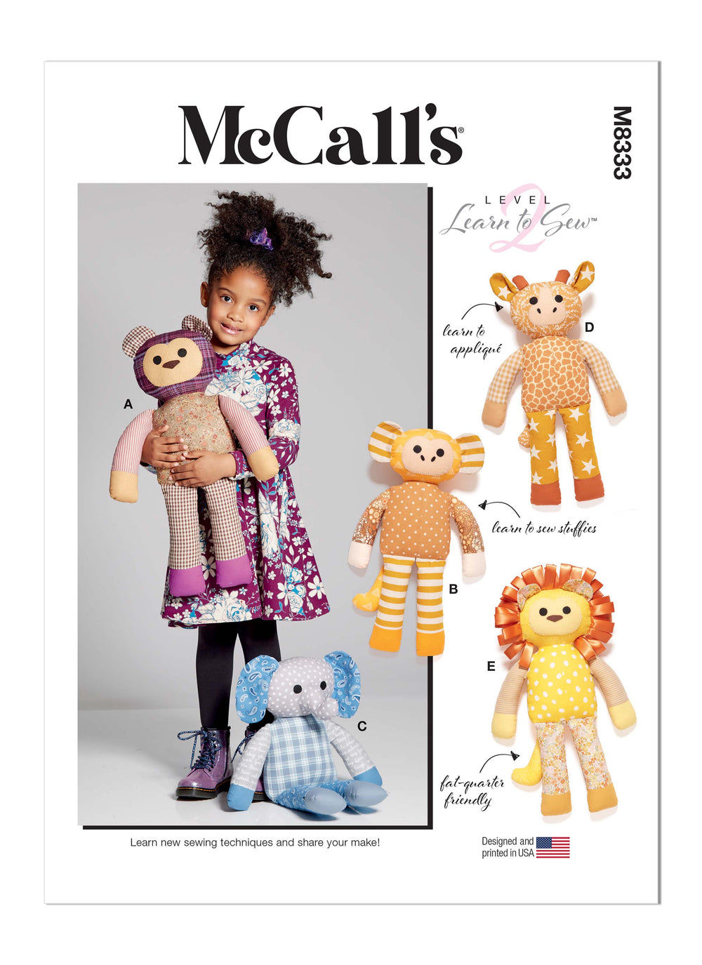 McCall's Sewing Pattern M8333 Plush Animals