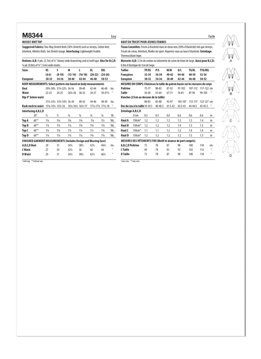 McCall's Sewing Pattern M8344 Misses' Knit Top from Jaycotts Sewing Supplies