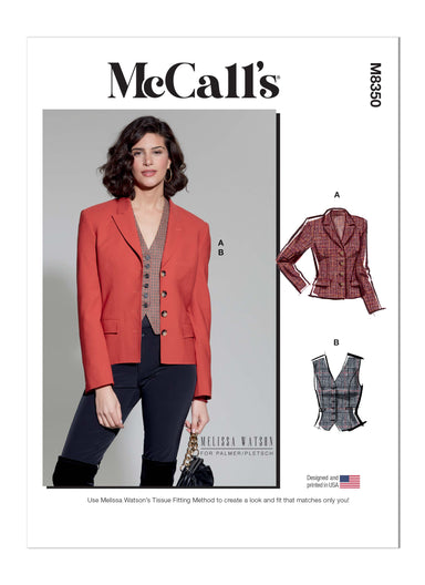 McCall's Sewing Pattern M8350 Blazer and Waistcoat by Melissa Watson from Jaycotts Sewing Supplies