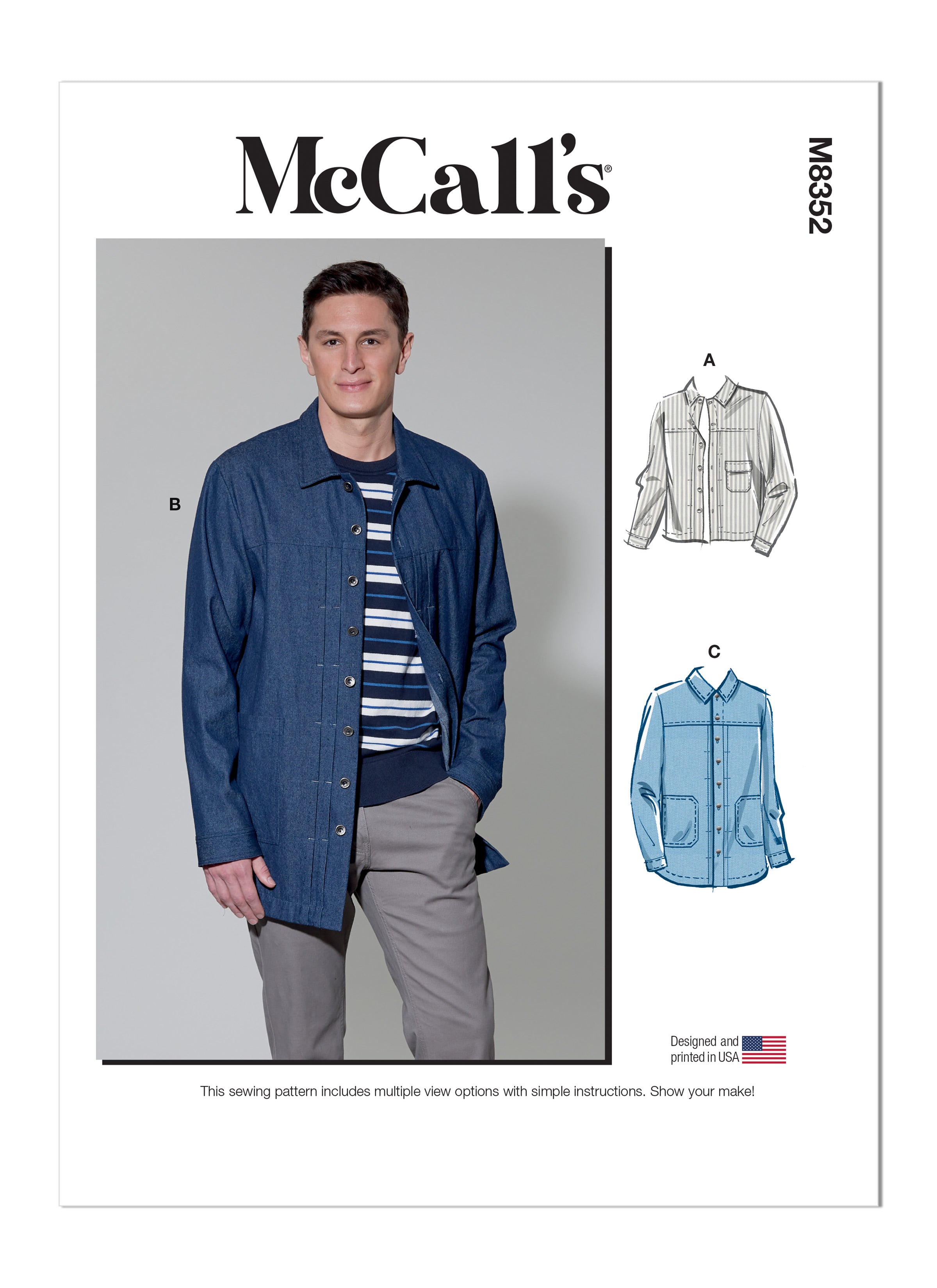 McCall's Sewing Pattern M8352 Men's Jacket from Jaycotts Sewing Supplies