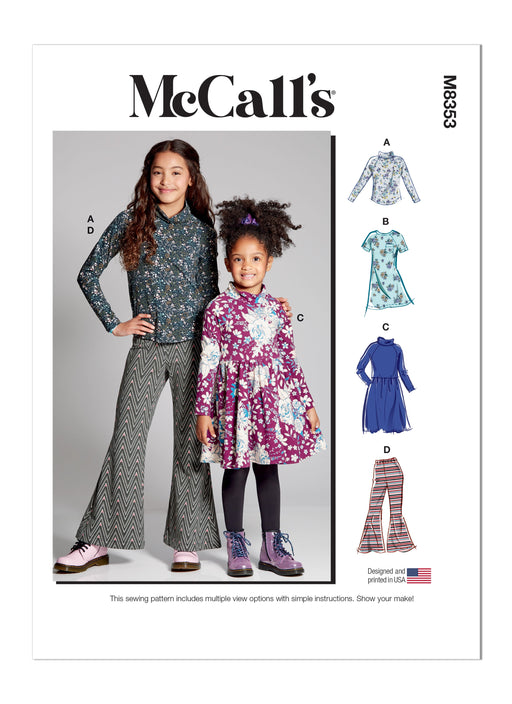 McCall's Sewing Pattern M8353 Girls' Knit Top, Dresses and Pants from Jaycotts Sewing Supplies