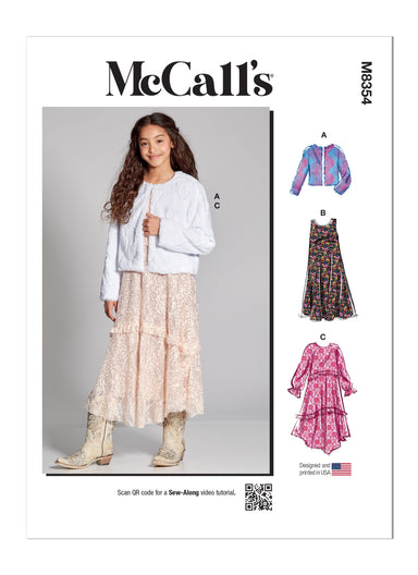 McCall's Sewing Pattern M8354 Girls' Dress, Slip Dress and Jacket from Jaycotts Sewing Supplies