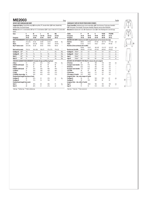 Know Me sewing pattern 2003 Knit Cardigan and Skirt by Alissah Threads from Jaycotts Sewing Supplies