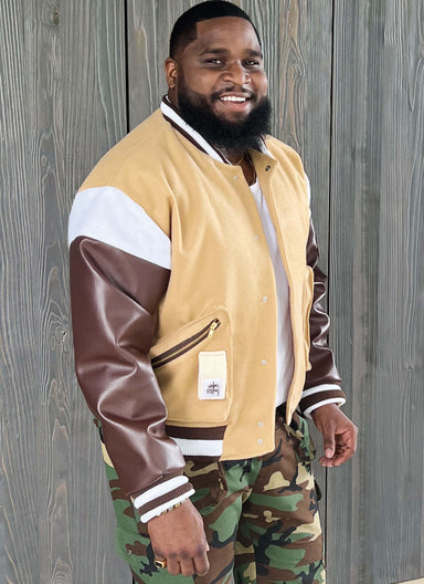 Know Me sewing pattern 2010 Men's Varsity Bomber Jacket by Sins of Many from Jaycotts Sewing Supplies