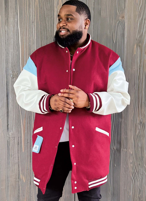 Know Me sewing pattern 2010 Men's Varsity Bomber Jacket by Sins of Many from Jaycotts Sewing Supplies