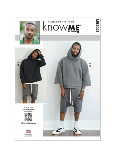 Know Me pattern 2023 Men's Hoodie and Shorts by Norris Dánta Ford from Jaycotts Sewing Supplies
