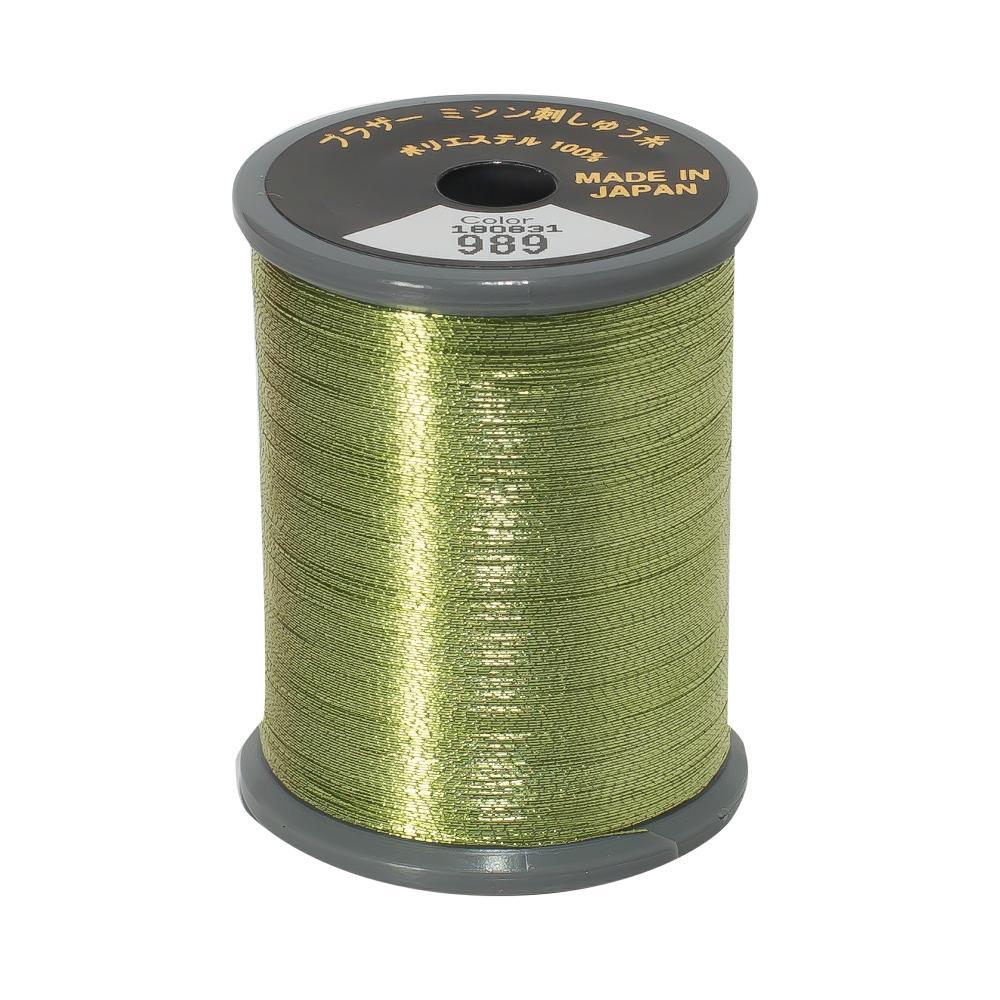 Brother Metallic Embroidery Thread Fresh Green  989 from Jaycotts Sewing Supplies