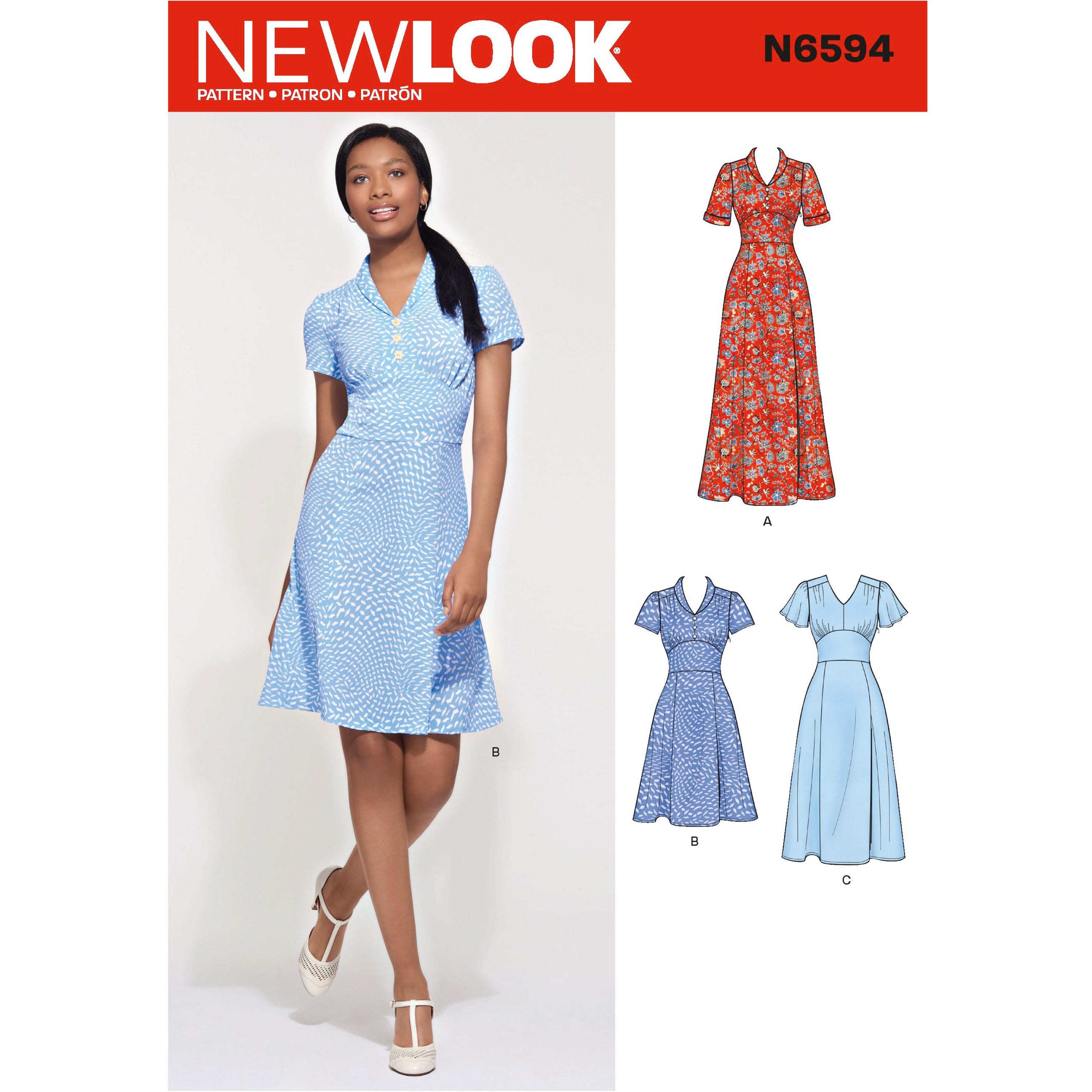 New Look Sewing Pattern 6594  Dress In Three Lengths from Jaycotts Sewing Supplies