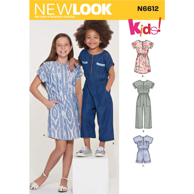 New Look Sewing Pattern 6612 Girls' Jumpsuit, Romper and Dress from Jaycotts Sewing Supplies