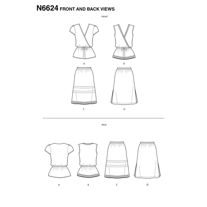 New Look Sewing Pattern 6624 Misses' Tops And Skirts from Jaycotts Sewing Supplies