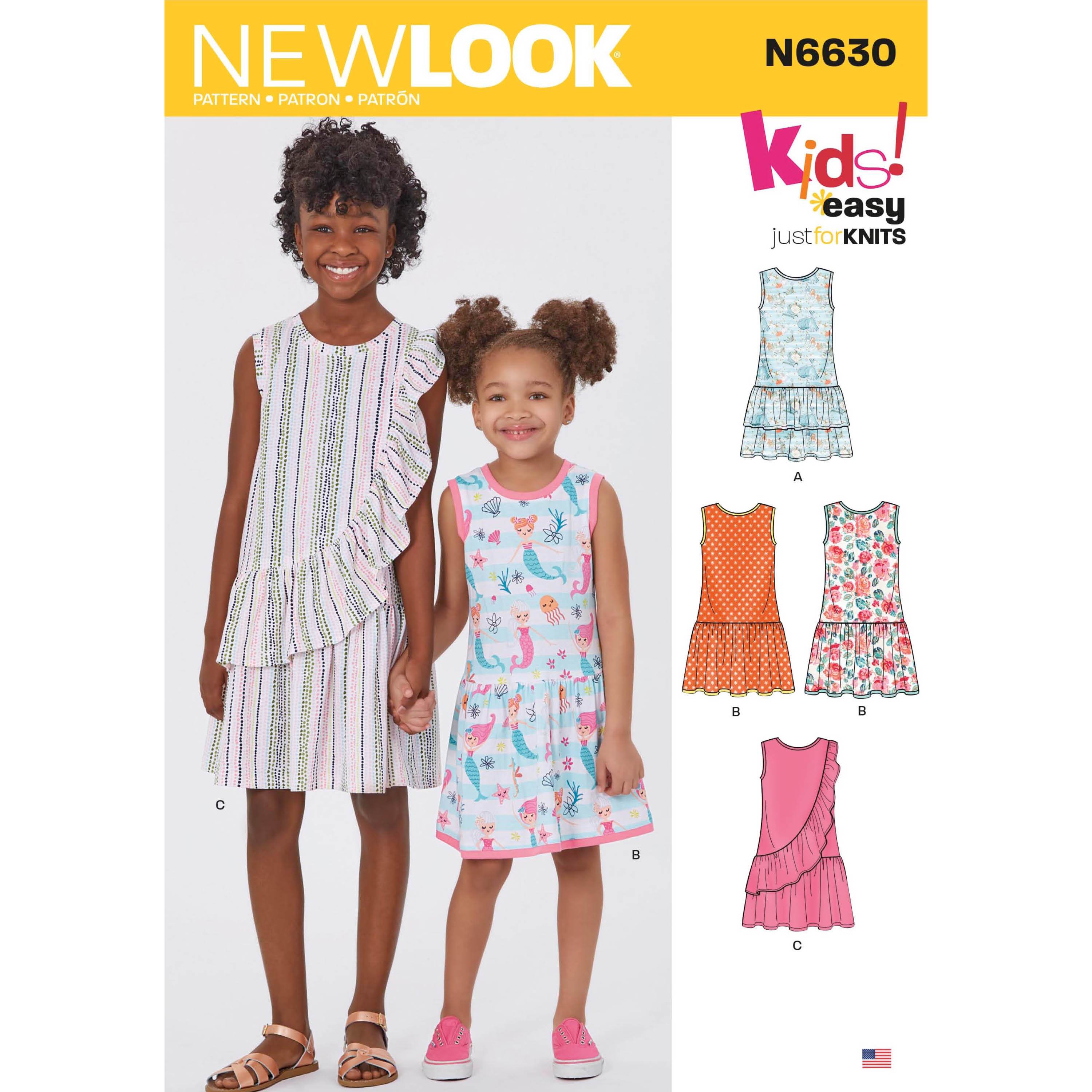 New Look Sewing Pattern 6630 Girls' Dresses from Jaycotts Sewing Supplies