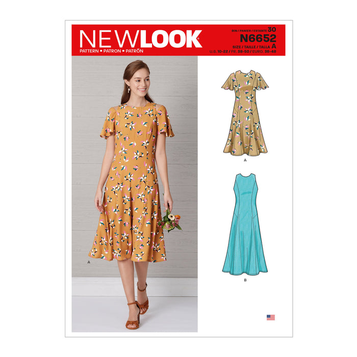 New Look Sewing Pattern 6652 Fit and Flared Dress jaycotts Sewing Supplies